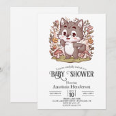 Magische betoverde Wolf Baby shower Digitaal Kaart (Voorkant / Achterkant)