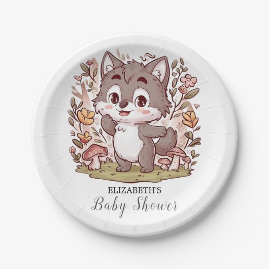 Magische betoverde Wolf Baby shower Papieren Bordje (Voorkant)