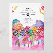 Magische bewerkbare Candyland verjaardag Kaart (Voorkant / Achterkant)