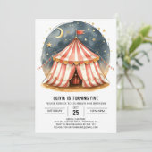 Magische bewerkbare Carnaval Circus Verjaardag Kaart (Staand voorkant)