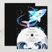 Magische bewerkbare Marine Shark Verjaardag Kaart (Voorkant / Achterkant)