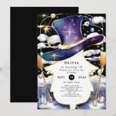 Magische bezem leuke tovenaar verjaardag kaart (Voorkant / Achterkant)