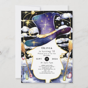 Magische bezem leuke tovenaar verjaardag kaart