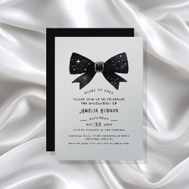 Magische Black Bow Silver Shimmer Graduation Party Kaart