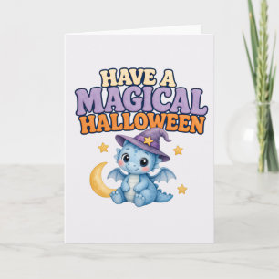 Magische Blauwe Baby Draak Halloween Kaart