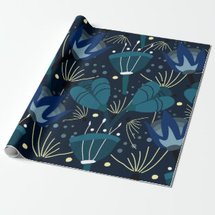 Magische blauwe bloemen cadeaupapier