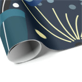 Magische blauwe bloemen cadeaupapier (Rol Hoek)