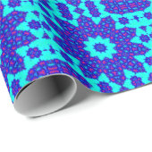 Magische Blauwe caleidoscoop bloeide Cadeaupapier (Rol Hoek)