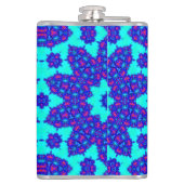 Magische Blauwe caleidoscoop bloeide Heupfles (Achterkant)