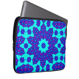 Magische Blauwe caleidoscoop bloeide Laptop Sleeve