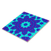 Magische Blauwe caleidoscoop bloeide Tegeltje (Zijkant)