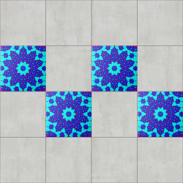 Magische Blauwe caleidoscoop bloeide Tegeltje
