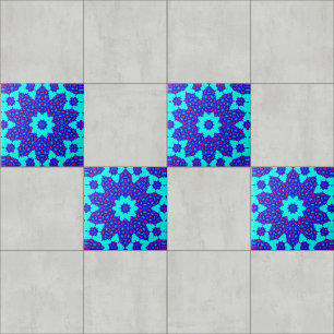 Magische Blauwe caleidoscoop bloeide Tegeltje