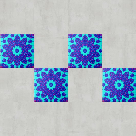 Magische Blauwe caleidoscoop bloeide Tegeltje