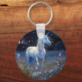 Magische Blauwe Eenhoorn Sleutelhanger met Aangepa (Achterkant)