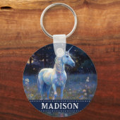 Magische Blauwe Eenhoorn Sleutelhanger met Aangepa (Voorkant)