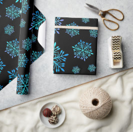 Magische blauwe esthetische sneeuwvlokken cadeaupapier