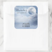 Magische Blauwe Hemel met Flying Swans Business Vierkante Sticker (Tas)