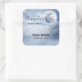 Magische blauwe hemel met kaars van vliegende zwan vierkante sticker (Tas)