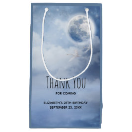 Magische blauwe hemel met vliegende zwanen Dank u Klein Cadeauzakje