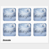 Magische blauwe hemel met vliegende zwanen Dank u Vierkante Sticker (Vel)