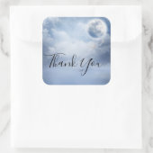 Magische blauwe hemel met vliegende zwanen Dank u Vierkante Sticker (Tas)