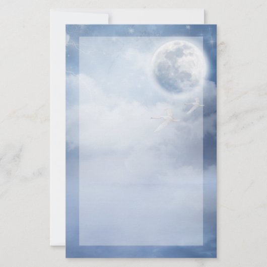 Magische blauwe hemel met vliegende zwemmen briefpapier (Voorkant)