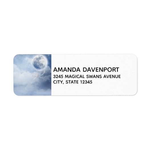 Magische blauwe hemel met vliegende zwemmen etiket (Voorkant)