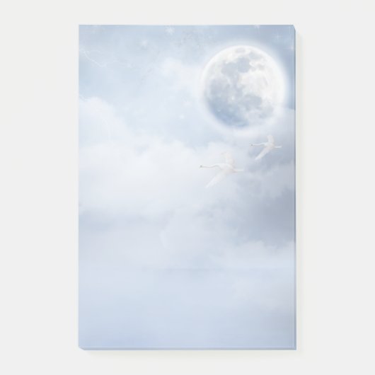 Magische blauwe hemel met vliegende zwemmen post-it® notes (Voorkant)