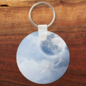 Magische blauwe hemel met vliegende zwemmen sleutelhanger (Voorkant)