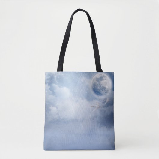 Magische blauwe hemel met vliegende zwemmen tote bag (Voorkant)