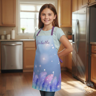 Magische Blauwe Paarse Veren & Glitters Kinderen Schort