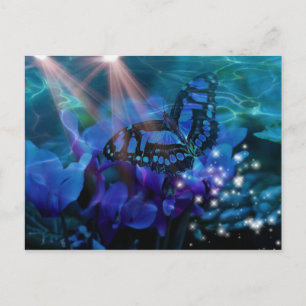 Magische blauwe vlinder briefkaart