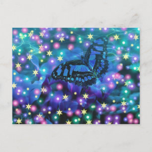 Magische blauwe vlinder briefkaart