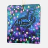 Magische blauwe vlinder keramisch ornament (Links)