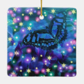 Magische blauwe vlinder keramisch ornament (Achterkant)