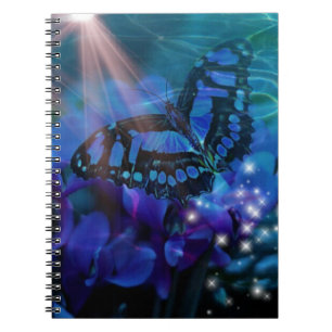 Magische blauwe vlinder notitieboek