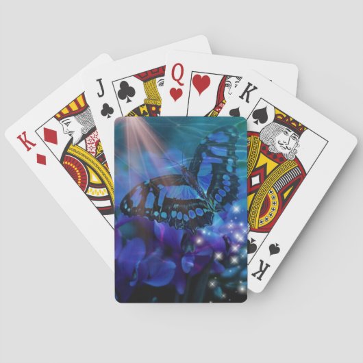 Magische blauwe vlinder pokerkaarten (Achterkant)