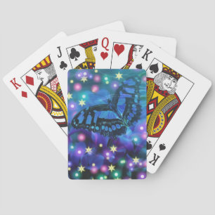 Magische blauwe vlinder pokerkaarten