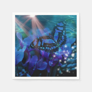 Magische blauwe vlinder servet