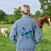 Magische Blauwe Vlinder & Sterren Denim Jas Jacket