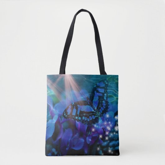 Magische blauwe vlinder tote bag (Voorkant)