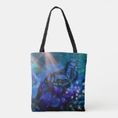 Magische blauwe vlinder tote bag (Achterkant)