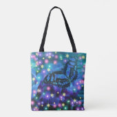 Magische blauwe vlinder tote bag (Achterkant)