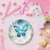 Magische blauwe vlinder verjaardag papieren bordje (Feest)
