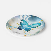 Magische blauwe vlinder verjaardag papieren bordje (Gekanteld)