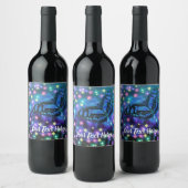 Magische blauwe vlinder wijn etiket (Flessen)