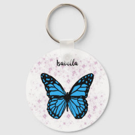 Magische blauwe vlinderroze handschrift sleutelhanger