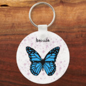 Magische blauwe vlinderroze handschrift sleutelhanger (Voorkant)