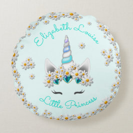 Magische Blauwgroen Eenhoorn Prinses Kroonkwekerij Rond Kussen